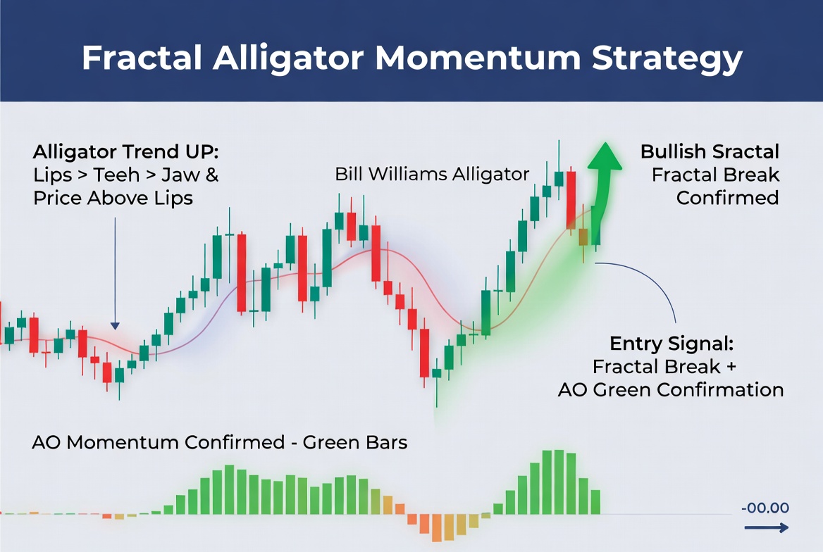 Fractal Alligator Momentum Strategy trading strategy chart 1